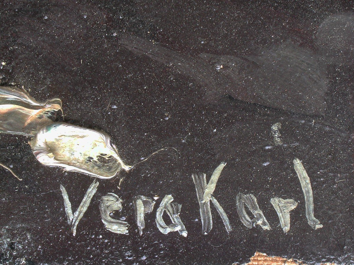 Vera KARL "Chalet dans les Alpes" huile sur toile 60x50-photo-3